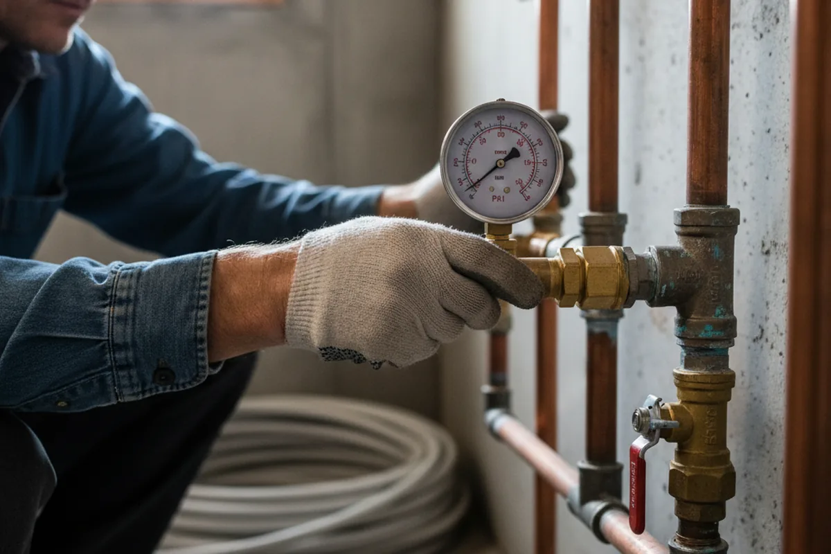 Pressure testing a repaired line during Water Line Repair in Pennsylvania Furnace
